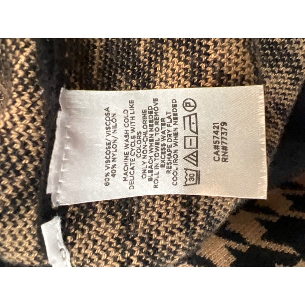 Ann Taylor Sweater Skirt Womens Medium Tan Black Houndstooth Flared Midi - Picture 3 of 7